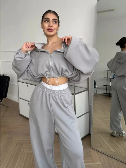 Hoodies Pant Two Piece Sets Women Tracksuit Set Autumn Pant Set Jogger Y2k Sweatshirts Sports Elastic Waist Pants Matching Sets