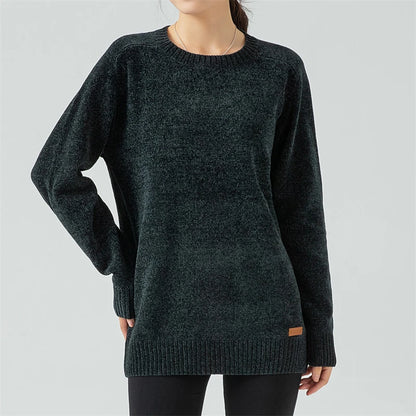 Chenille Sweater for Women O Neck Pullovers Ribbed Cuff Long Sleeve Knitted Tops Women Solid Sweater 2024 Cozy Sweaters Jumpers