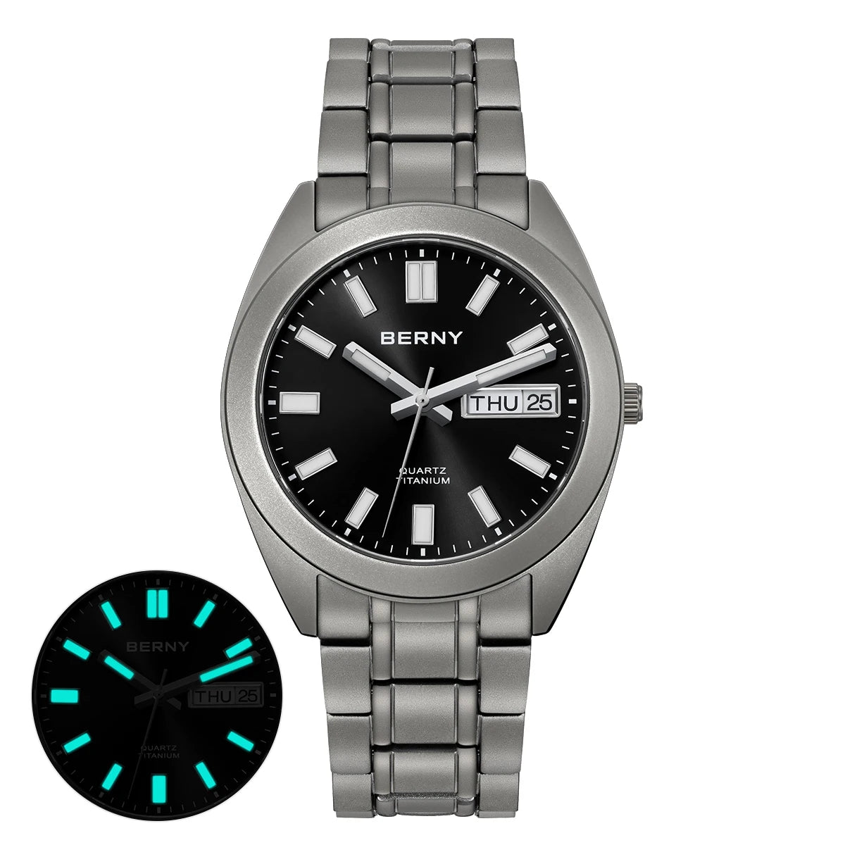 BERNY Titanium Watch for Men Supper Light Weight Wristwatch Super Luminous Sapphire 10ATM Waterproof Sport Field Quartz Watches