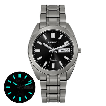 BERNY Titanium Watch for Men Supper Light Weight Wristwatch Super Luminous Sapphire 10ATM Waterproof Sport Field Quartz Watches