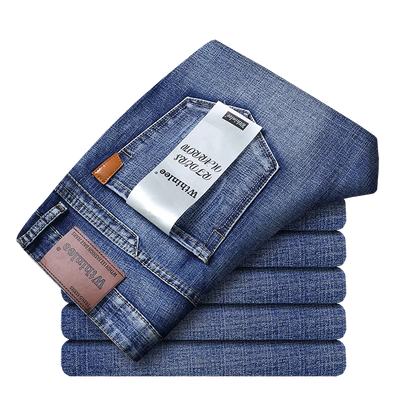 Spring Autumn 2022 Men's Smart Jeans Business Fashion Straight Regular Blue Stretch Denim Trousers Classic Men Plus Size 28-40