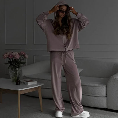 Two Piece Sets Women Matching Sets Tracksuit Jogger Y2k Autumn Winter Sports Elastic Waist Streetwear Pants Sweatshirts Pant Set