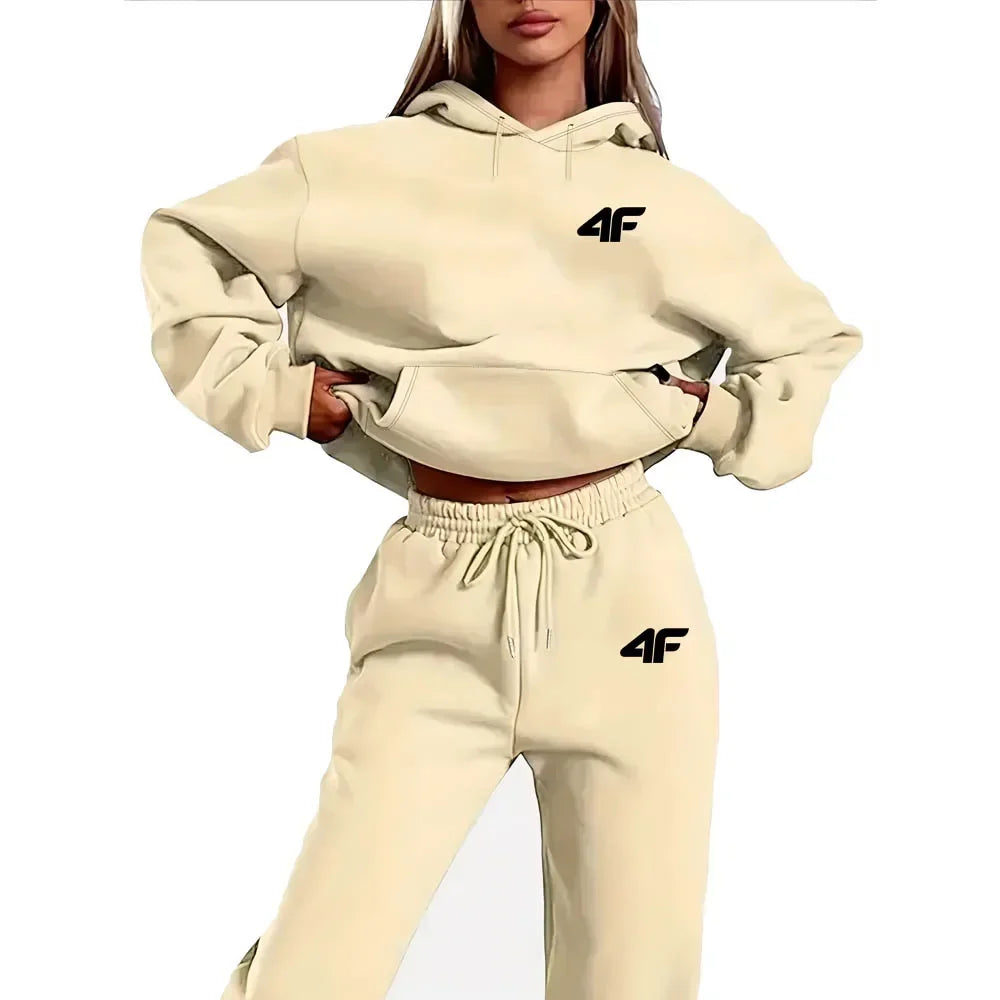 2025 New Women's 2-Piece Tracksuit Set, Hooded Pullover & Athletic Joggers, Sporty Streetwear Outfit, Casual Lounge Wear