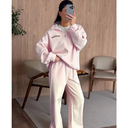 Two-piece Set with Thickened Embroidered Long-sleeved Sweatshirt and Long Pants Women’s Wear New Versatile Casual Fashionable