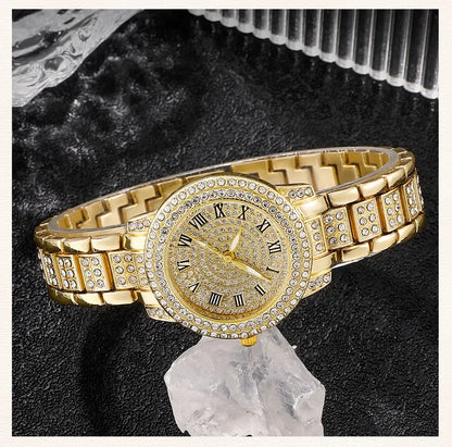 Diamond Women Watches Gold Watch Ladies Wrist Watches Luxury Brand Rhinestone Womens Bracelet Watches Female Relogio Feminino