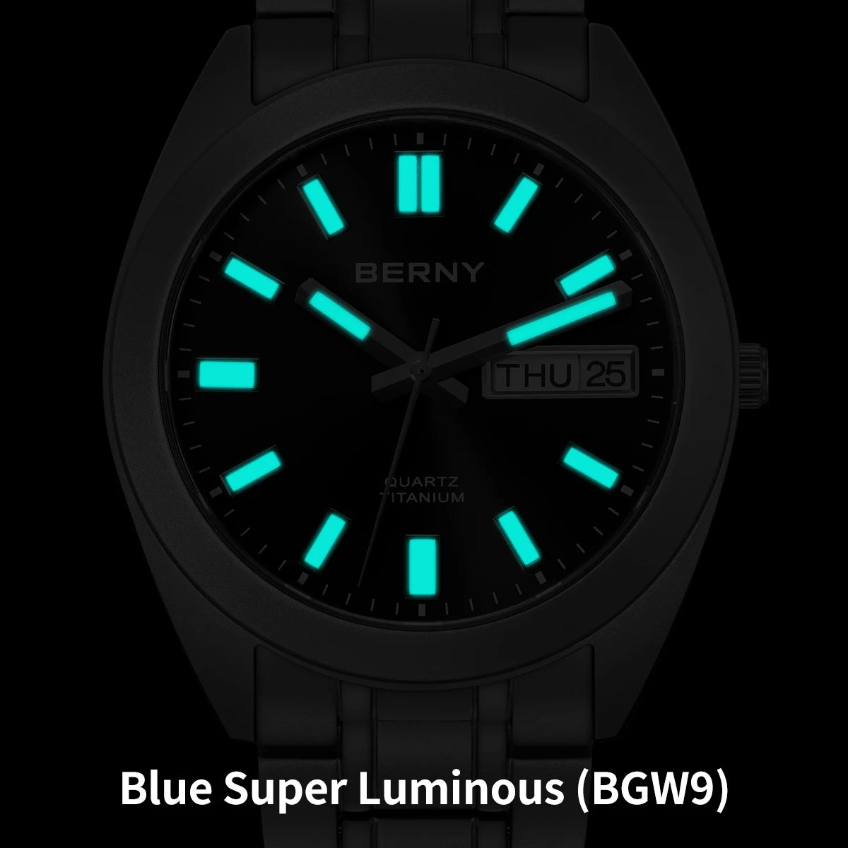 BERNY Titanium Watch for Men Supper Light Weight Wristwatch Super Luminous Sapphire 10ATM Waterproof Sport Field Quartz Watches
