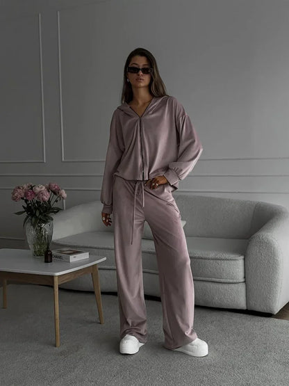 Two Piece Sets Women Matching Sets Tracksuit Jogger Y2k Autumn Winter Sports Elastic Waist Streetwear Pants Sweatshirts Pant Set