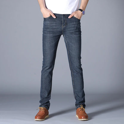 Spring Autumn 2022 Men's Smart Jeans Business Fashion Straight Regular Blue Stretch Denim Trousers Classic Men Plus Size 28-40