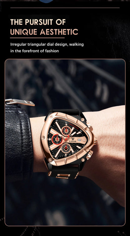 LIGE Chronograph Fashion Men's Casual Watches Stainless Steel Quartz Wrist Watch Man Calendar Male Sports Luminous Clock Relogio