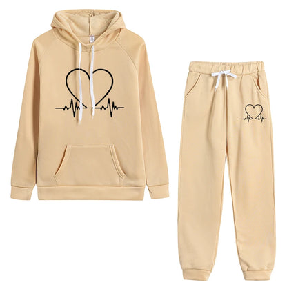 New Womens Tracksuit Autumn Winter Hooded Sweatshirt Suit High Quality Casual Jogging Outfits Clothing Pullover Fleece Pant Sets