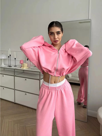 Hoodies Pant Two Piece Sets Women Tracksuit Set Autumn Pant Set Jogger Y2k Sweatshirts Sports Elastic Waist Pants Matching Sets