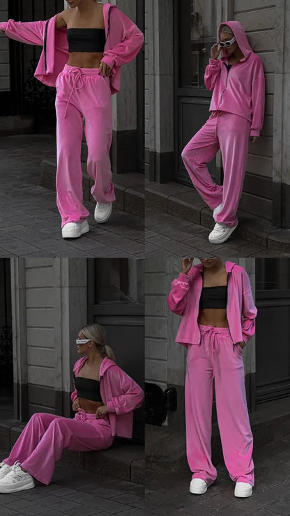 Two Piece Sets Women Matching Sets Tracksuit Jogger Y2k Autumn Winter Sports Elastic Waist Streetwear Pants Sweatshirts Pant Set