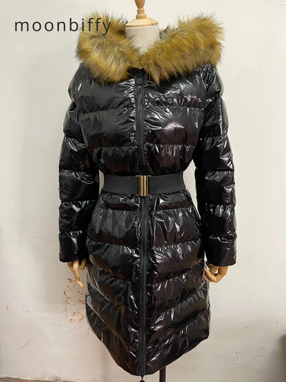 Women Winter Fashion Casual Slim Short Padded Faux Fur Collar with Non Removable Hooded Warm Paddeds Female Zipper Thicken Coat
