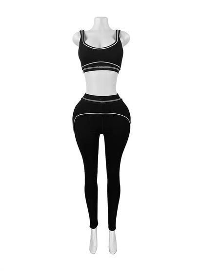 Summer And Spring New Sleeveless Tank Crop top Suits Tracksuits Women's Suits Fashion Pants Female Soild Yoga 2 Piece Sets 2025