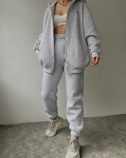 Women's Tracksuit Suit Autumn Fashion Warm Hoodie Sweatshirts Two Pieces Oversized Solid Casual Hoody Pullovers Long Pant Sets