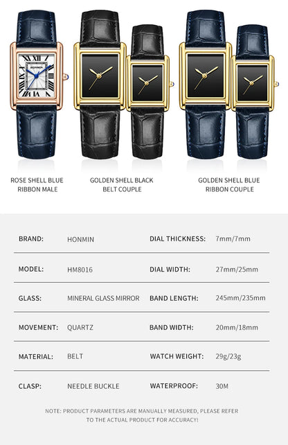 Square Quartz Watch Tank Men