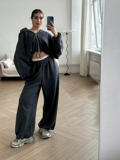 Hoodies Pant Two Piece Sets Women Tracksuit Set Autumn Pant Set Jogger Y2k Sweatshirts Sports Elastic Waist Pants Matching Sets