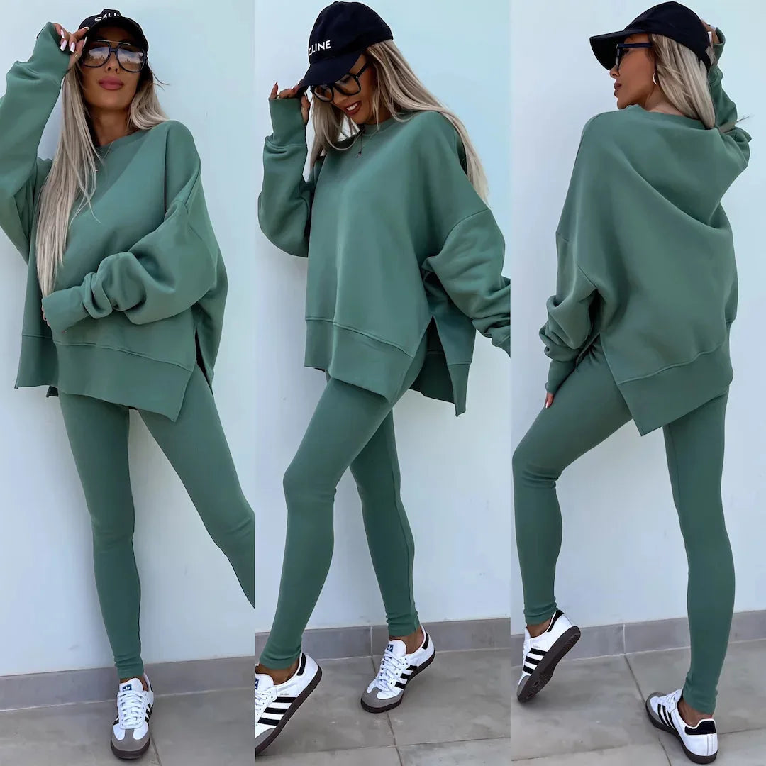 Autumn Tight Trousers Hoodie Women Suit Fashion Casual Tracksuit 2 Piece Set Female Sweatshirt Pullover Jogger Sweatpants Outfit