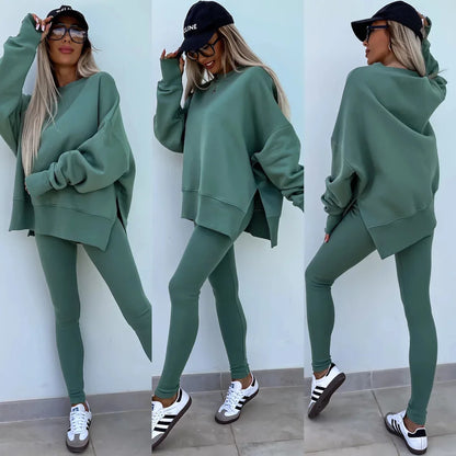 Autumn Tight Trousers Hoodie Women Suit Fashion Casual Tracksuit 2 Piece Set Female Sweatshirt Pullover Jogger Sweatpants Outfit