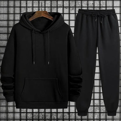 New Mens Tracksuit Solid Color Casual Sweatshirt Streetwear Sports Jogging Man Clothing Autumn Winter Single Piece Hoodies Pants