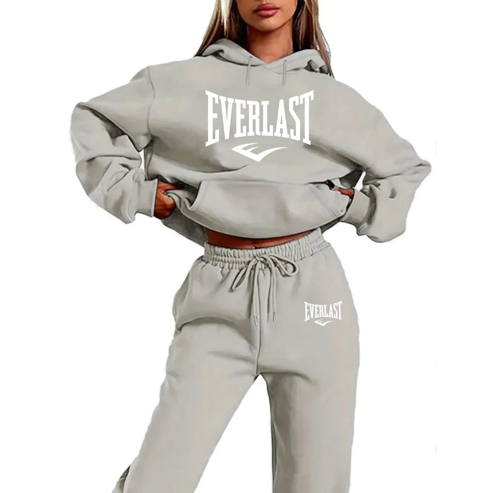 2025 New Women's 2-Piece Tracksuit Set, Hooded Pullover & Athletic Joggers, Sporty Streetwear Outfit, Casual Lounge Wear