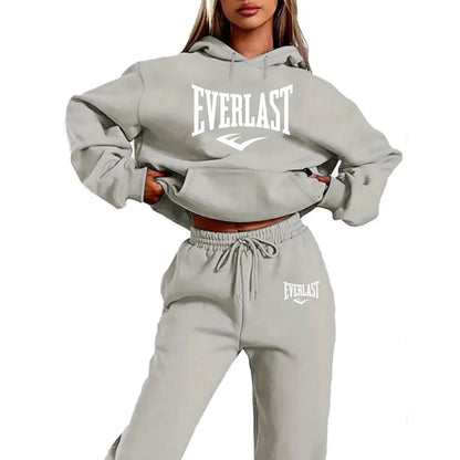 2025 New Women's 2-Piece Tracksuit Set, Hooded Pullover & Athletic Joggers, Sporty Streetwear Outfit, Casual Lounge Wear