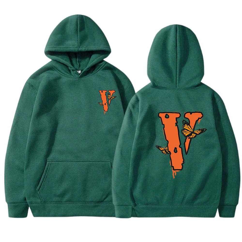 New Letter 2023 Autumn Winter Men's Black "V" Printing Casual Kangaroo Pocket Hoodie Hoodie Hoodie Gift Bestseller