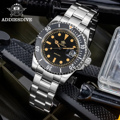ADDIESDIVE New Watch For Men Quartz Wristwatch Ceramic Bezel Diving 200m Retro C3 Luminous 41mm Automatic Date Diver Men's Watch