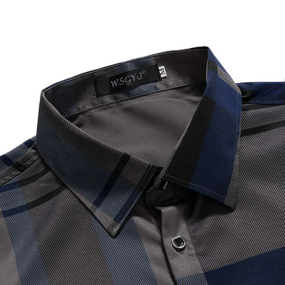 FGKKS 2023 Summer Short Sleeve Shirts for Men Fashion Tops Shirt Brand Striped Plaid Shirt Male