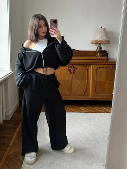 Hoodies Pant Two Piece Sets Women Tracksuit Set Autumn Pant Set Jogger Y2k Sweatshirts Sports Elastic Waist Pants Matching Sets
