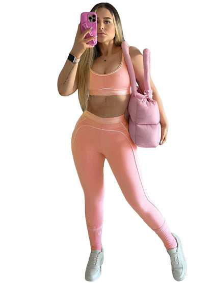 Summer And Spring New Sleeveless Tank Crop top Suits Tracksuits Women's Suits Fashion Pants Female Soild Yoga 2 Piece Sets 2025