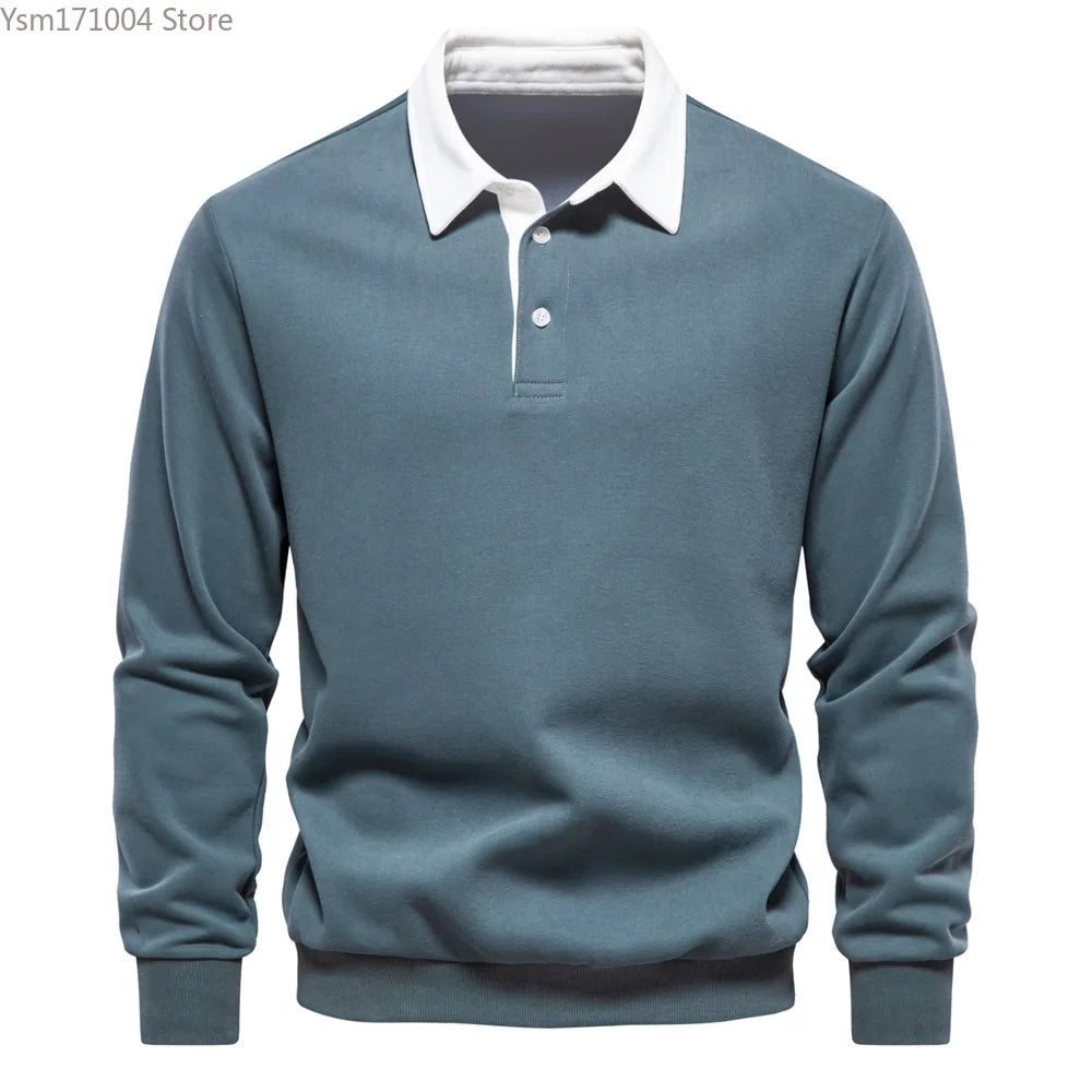 Autumn Men's Long Sleeve Sweater Shirt Solid Color Casual Long Sleeve Sports Shirt High Quality Casual Daily Men's Sports Shirt