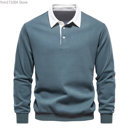 Autumn Men's Long Sleeve Sweater Shirt Solid Color Casual Long Sleeve Sports Shirt High Quality Casual Daily Men's Sports Shirt