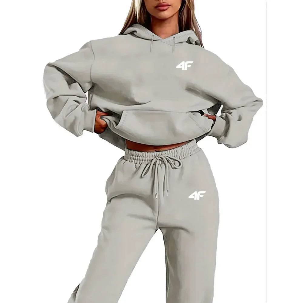 2025 New Women's 2-Piece Tracksuit Set, Hooded Pullover & Athletic Joggers, Sporty Streetwear Outfit, Casual Lounge Wear