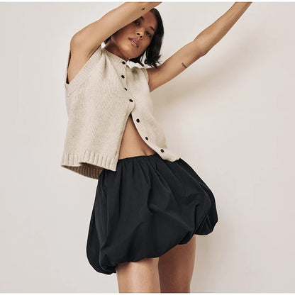 Casual Knitted Single Breasted Vest Women Loose Solid O Neck Sleeveless Female Waistcoat 2024 Autumn Lady All-match Streetwear