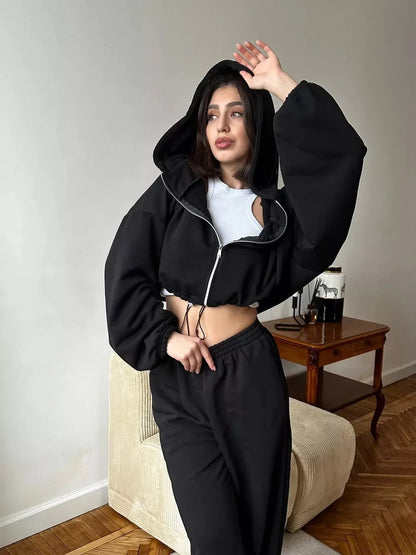 Hoodies Pant Two Piece Sets Women Tracksuit Set Autumn Pant Set Jogger Y2k Sweatshirts Sports Elastic Waist Pants Matching Sets
