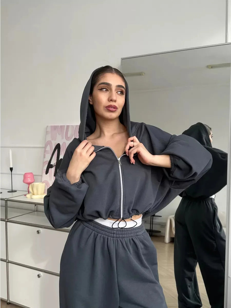 Hoodies Pant Two Piece Sets Women Tracksuit Set Autumn Pant Set Jogger Y2k Sweatshirts Sports Elastic Waist Pants Matching Sets