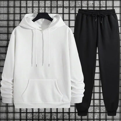 New Mens Tracksuit Solid Color Casual Sweatshirt Streetwear Sports Jogging Man Clothing Autumn Winter Single Piece Hoodies Pants