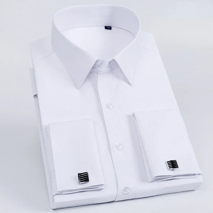 2023 French Cufflinks Suit Collar Korean Version Slim Fitting Shirt Long Sleeve Men's Tuxedo Party Wedding  Shirts