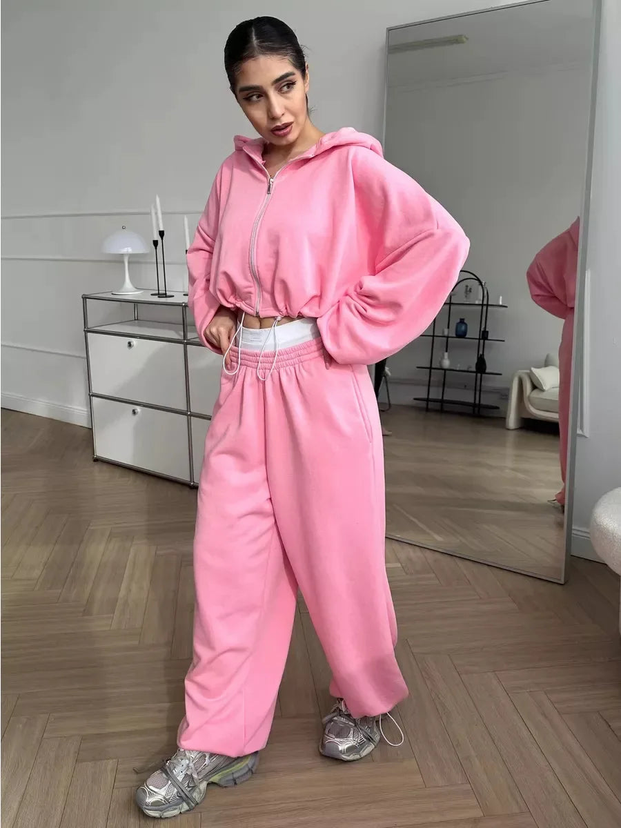 Hoodies Pant Two Piece Sets Women Tracksuit Set Autumn Pant Set Jogger Y2k Sweatshirts Sports Elastic Waist Pants Matching Sets