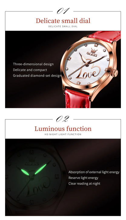 OLEVS Brand Watch Heart Shaped Waterproof Women's Quartz Watch 5580