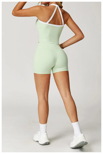 Women's Clothes 2 Pieces Workout Tracksuit Yoga Set Sportswear Gym Clothing High Waist Bell-bottoms Sexy Fitness Bta Sports Suit