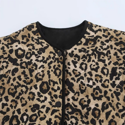 PB&ZA2024 Autumn New Women's Fashion Style Casual Loose Warm Versatile Animal Pattern Printed Cotton Jacket