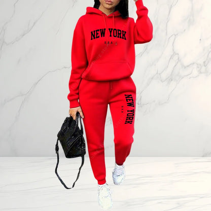 Women's Letter Print Hoodie & Pants 2-Piece Set, Autumn Winter  Tracksuit, Casual Sportswear Streetwear Outfit for Daily Fashion