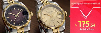 Baltany Calendar Field Wristwatches 32mm S2049 NH35 Sapphire Crystal Luminous 10ATM Stainless Steel Automatic Mechanical Watches