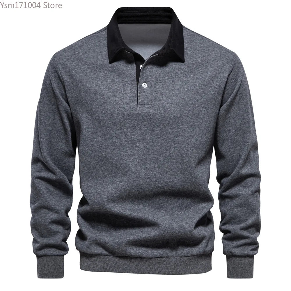 Autumn Men's Long Sleeve Sweater Shirt Solid Color Casual Long Sleeve Sports Shirt High Quality Casual Daily Men's Sports Shirt