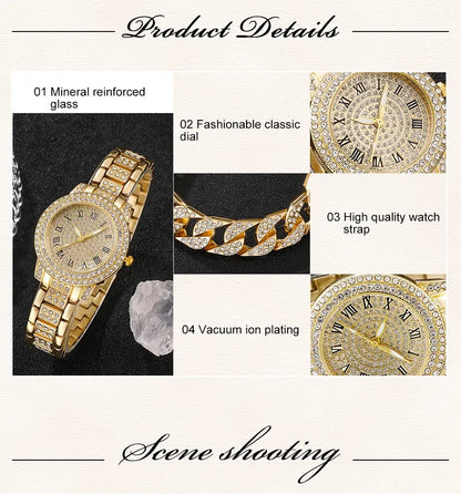 Diamond Women Watches Gold Watch Ladies Wrist Watches Luxury Brand Rhinestone Womens Bracelet Watches Female Relogio Feminino