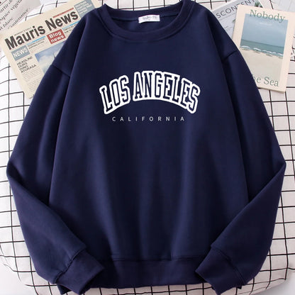 Los Angeles California City Streetwear Sweatshirt For Women Loose Oversized Clothing Personality Soft Letter Print Hoodies Woman