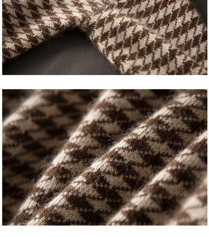 Houndstooth half turtleneck loose and thin knitted sweater women 22 autumn long sleeve casual plaid pullover sweater female