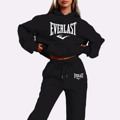 2025 New Women's 2-Piece Tracksuit Set, Hooded Pullover & Athletic Joggers, Sporty Streetwear Outfit, Casual Lounge Wear